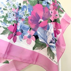 Vintage Michel Delain Paris Floral Print Scarf Made In Italy